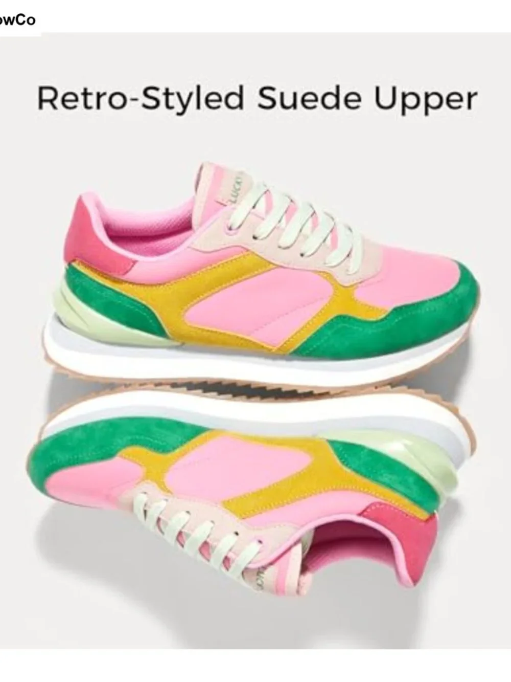 Women's Platform Sneakers Suede Colorblock Retro Casual Athletic